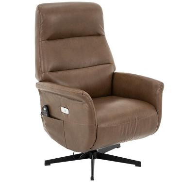 Imagem de Poltrona Reclinável Massageadora Base Giratória Magnet R01 Marrom - Lyam Decor