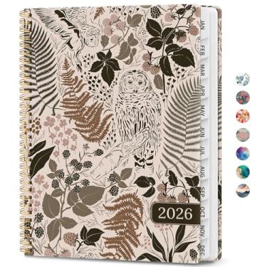 Imagem de Agenda 2026, agenda semanal e mensal, janeiro de 2026 a dezembro de 2026, agenda espiral de capa dura com abas mensais, páginas de notas, perfeito para mulheres e homens, A4 (21,6 cm x 28 cm) - coruja