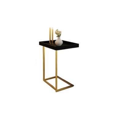 Imagem de Mesa Apoio Canto Centro Sala Sofá Pés De Ferro Industrial Moderno Minimalista Bandeja Café notebook MDF Tendencia(preto/dourado)