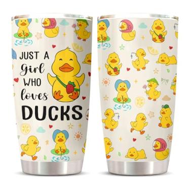 Imagem de Vutieso Just a Girl Who Loves Duck Gifts Cup 590 g, patos de borracha amarela, presente de aniversário de Natal para amantes de patos, coisas fofas de pato, caneca decorativa de patos
