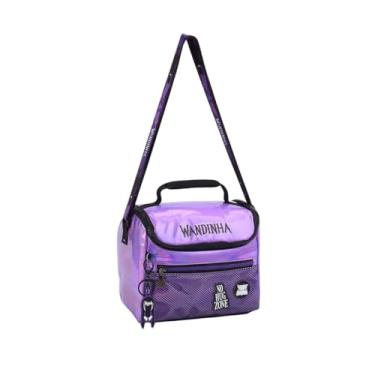 Imagem de Lancheira Térmica Transversal Escolar Wandinha Addams Holográfica Grande (Roxo)