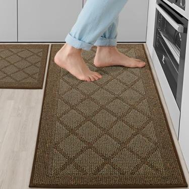 Imagem de COSY HOMEER Tapetes de cozinha, 2 peças de tapete de cozinha antiderrapante, lavável, tapetes absorventes para chão de cozinha, tapete de pia de cozinha 100% polipropileno 50,8 x 81,3 cm + 50,8 cm x