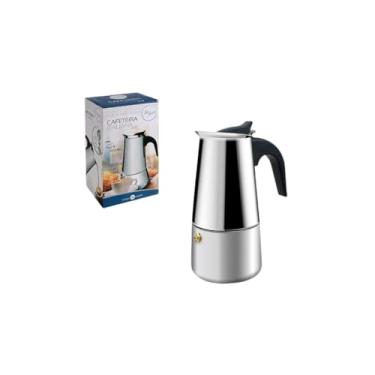 Imagem de Cafeteira Italiana Estilo Moka, Aço Inoxidável, Alça Preta, para Café Expresso, Design Clássico, 200 ml