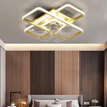 Imagem de Ventilador de teto quadrado com luz Ventiladores de teto simples e quentes com luzes e LED remoto Ventiladores de teto com motor DC reversível regulável de 6 velocidades com lâmpadas para sa