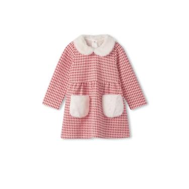 Imagem de Hatley Vestido feminino com acabamento de pele (infantil), Vermelho, 2