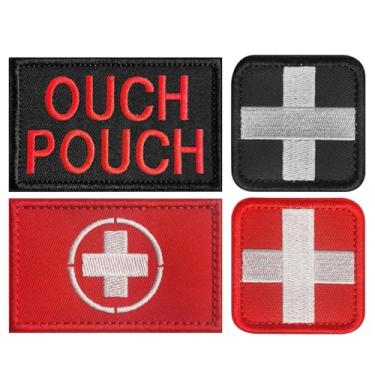Imagem de ZESION Remendo Medic Cross Moral, Remendo Morável de Primeiros Socorros Perfeito para IFAK Tático, Gancho Tático e Loop EMT Patches 4 Pacotes para Mochilas/Quadrados IFAK