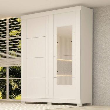 Imagem de Guarda-Roupa Casal Helena 2 Portas 2 Gavetas com Espelho 100% Mdf Branco - Acp Móveis