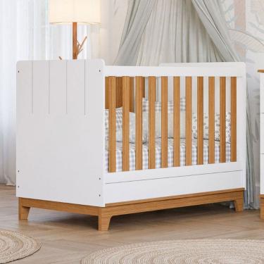 Imagem de Berço Biscoito 100% Mdf Branco Acetinado/Natural - Permóbili