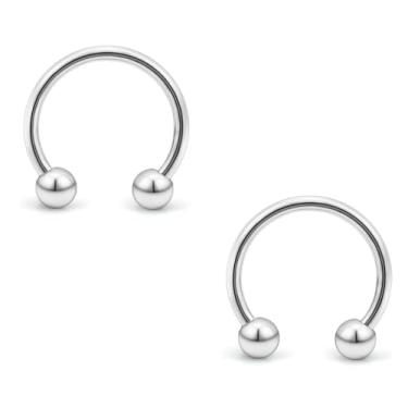 Imagem de Anel de nariz de touro, 16G, bola/pontas de ferradura, argola de nariz, cartilagem, narina, septo, sobrancelha, lábio, umbigo, barriga, mamilo, piercing hélice, tragus, torre, aço inoxidável, para