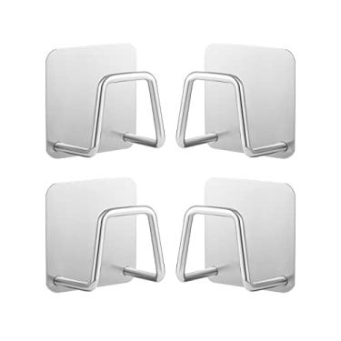 Imagem de Suporte de esponja de aço inoxidável, organizador de esponja adesivo para pia de cozinha, impermeável, à prova de ferrugem, suporte de armazenamento de esponja para cozinha e banheiro