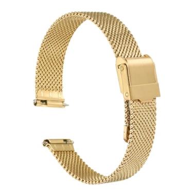 Imagem de Pulseira de relógio de malha de aço inoxidável 316L de 13 mm de liberação rápida, ajustável, para homens e mulheres, tom dourado