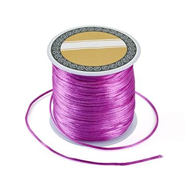 Imagem de 70 m/70 m, 1 mm, cordão de cetim com acabamento de nylon, fio de seda, cordão de contas para nó chinês trançado Kumihimo macramê amizade, pulseiras roxas