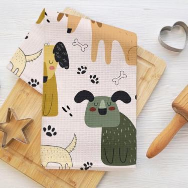 Imagem de Toalhas de cozinha de cachorro de desenho animado, panos de prato para cozinha, toalha de mão altamente absorvente, presentes temáticos de cachorro, toalha de secagem de 40,6 x 63 cm, presentes de