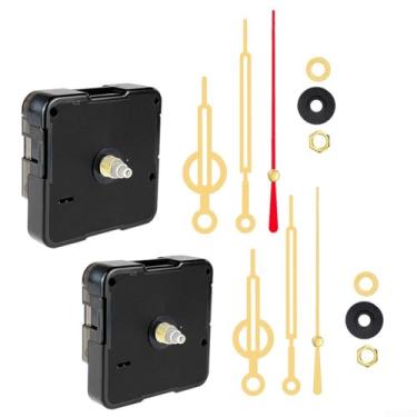Imagem de Movimentos de relógio, 2 peças, conjunto de ponteiro de movimento de relógio 5#Pj001 segundo dourado + 5#Pj001 dourado vermelho sem eixo de suspensão 13, rosca 6, espessura da placa 2-3 mm peças de