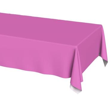 Imagem de Toalha de mesa impermeável rosa vermelha 137 x 182 cm retangular descartável para festa de casamento, piquenique, banquete, jantar, decoração, 1 peça