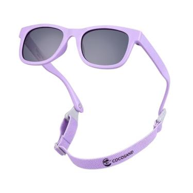 Imagem de COCOSAND Óculos de sol para bebês meninas e meninos com armação TPE com alça UV400 lentes de proteção solar para bebês de 0 a 24 meses, Roxa, XXXX-Small