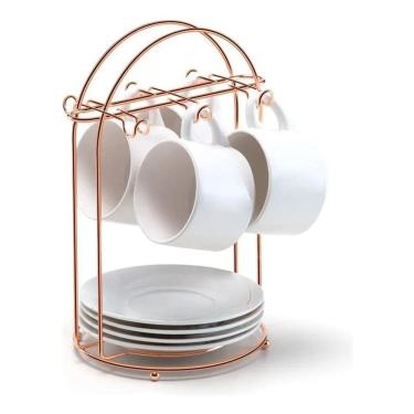 Imagem de 2X Suporte Organizador Para Xícaras De Chá Luxo Rose Gold