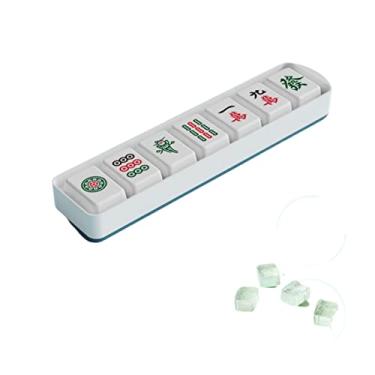 Imagem de Bandeja de cubo de gelo Mahjong com tampa, molde de máquina de gelo para freezer com recipiente, para resfriar uísque, coquetéis, café, vinho, fácil liberação livre de BPA (azul, tira de barril)