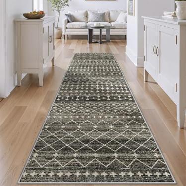 Imagem de Miukiki Tapete de corredor de 5 x 25 cm para sala de estar, tapetes laváveis marroquinos antiderrapante, tapete de piso interno, dobrável, grande, macio, para sala de jantar, quarto, com pelo baixo