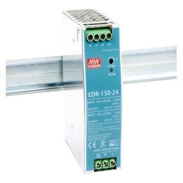 Imagem de Fonte Din 24v Mean Well 100w 120w 150w 4a 5a 6.5a Edr-150-24