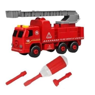 Imagem de Brinquedo Didático Caminhão Bombeiro Monta Desmonta Pedagógico Educati