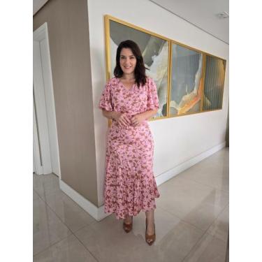 Imagem de Vestido feminino elegante viscose midi evangelica modesta - Valeria Al