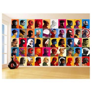 Imagem de Papel De Parede 3D Heróis Artes Rosto Perfil 3,5M Nhma304 - Você Decor