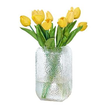Imagem de Yalych Vaso tulipa, vidro transparente, casa, sala de estar, florista, recipiente de 30 cm de altura (cor: transparente, tamanho: 6 * 6 * 30 cm) decoração de casa