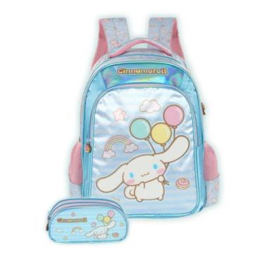 Imagem de Kit Mochila Cinnamoroll Costas E Estojo Triplo Escolar Kids - Cinnamor