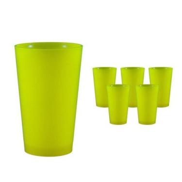 Imagem de Kit 6 Copos Cancun Amarelo Neon 320Ml Plástico Premium - Bb Store