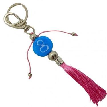 Imagem de Chaveiro Ibeji Chupeta Murano Azul Claro E Rosa 16 Cm - Bialluz Presen