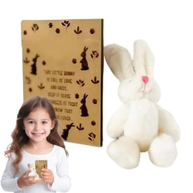 Imagem de Coelhinho de pelúcia, pequeno cartão de doces, lembrancinhas de festa de coelho de desenho animado - cartões postais engraçados de Páscoa para família, amigos, adolescentes e meninas, aniversário, dia