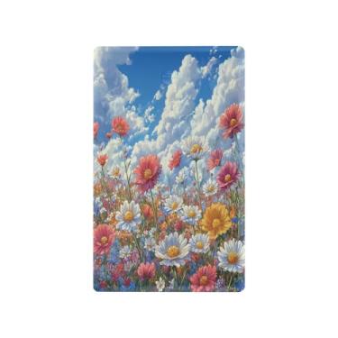 Imagem de Blueangle Placa de parede decorativa em branco, tamanho padrão, flores silvestres coloridas 1 gangue para quarto de escritório em casa, 4,53 x 2,76 polegadas (558)