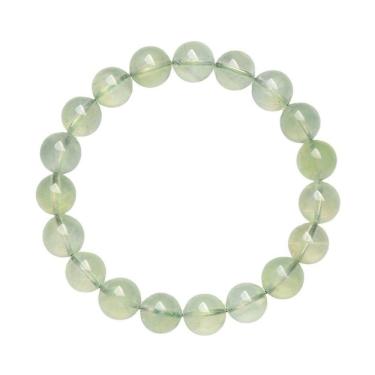 Imagem de Pulseira de miçangas redondas naturais Prehnite de 8 mm para mulheres e homens