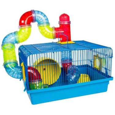 Imagem de Gaiola para Roedores Hamster Gerbil Acessórios e Tubo Luxo Azul
