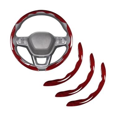 Imagem de Sandfren Capa de volante de carro, 3 peças, design de borboleta segmentada, protetor de volante de veículo de fibra de carbono, acessórios de proteção interior automotiva, ajuste universal (fibra de