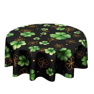 Imagem de Granbey Toalha de mesa St Patrick – toalha de mesa redonda trevo 152 cm primavera trevo irlandês toalha de mesa circular para piquenique, festa, férias, casa