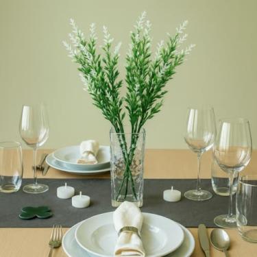 Imagem de Buquê Folhagem Artificial Decorativa Estilo Alecrim, Verde, 30 cm, Kit com 2 Unidades