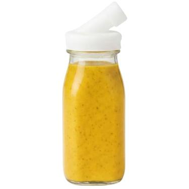 Imagem de kitchentoolz Garrafa coqueteleira para molho de salada - Recipiente de vidro para molho de salada de 350 ml com bico de silicone para molhos, ranchos e marinadas - Pacote com 1