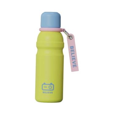 Imagem de ＫＬＫＣＭＳ Garrafa Térmica Isolada em aço Inoxidável à Prova de Vazamentos com Alça, Capacidade de 600ml, Ideal para Esportes, Academia, Carro, Uso Externo e, Verde