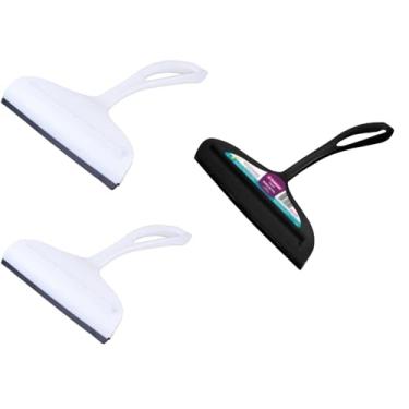 Imagem de Kit 2 Rodo Branco + 1 Rodo Preto Multiuso de Pia com Raspador, 14cm de Lâmina, Plástico, Cabo Ergonômico