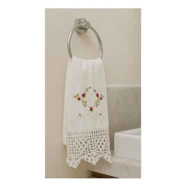 Imagem de Kit 2 Toalhas para Lavabo Bordadas em Crochê Artesanal, Percal do Ceará, 42x42cm
