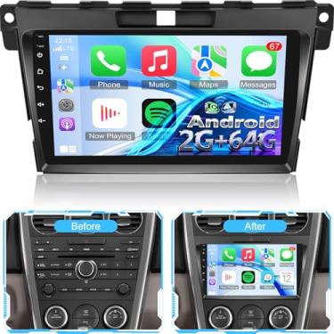 Imagem de [2G + 64G] Rádio automotivo para Mazda CX-7 CX7 CX 7 2007 2008-2015, Volxcereo 22.9 cm Android Touchscreen CX-7 Stereo com Carplay/Android Auto, GPS, WiFi, Bluetooth, SWC, FM/RDS, câmera de reserva