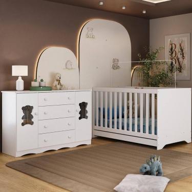 Imagem de Berço Americano 3 em 1 com Cômoda 2 Portas 4 Gavetas Doçura Multimóveis MP4729