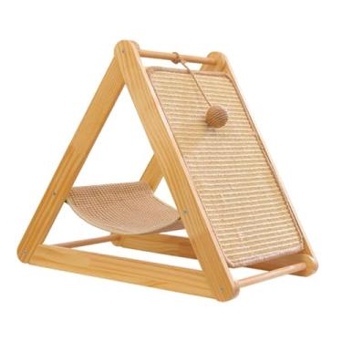 Imagem de Fenteer Arranhador para Gatos, Cama em Formato de Rede, Protetor de Móveis com Bola Pendurada, Estrutura de Madeira, Arranhador Confortável para Gatos,