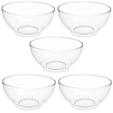 Imagem de Conjunto 5 Tigelas Plásticas Redondas 3,1L para Salada Sobremesa Resta