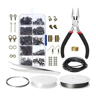 Imagem de Kit de Fabricação Joias DIY Ferramentas para Artesanato Brincos e Pulseiras com Gancho Pinos Fio Fechos Lagosta Alicates Acessórios Reparo Contas Aman