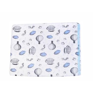 Imagem de Cobertor Bebe Manta Infantil Balões Azul 70x90 100% Algodão - Minasrey