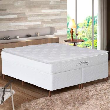 Imagem de Cama Box Queen Size Itália Pillow Top Mola Ensacadas Umaflex Branco