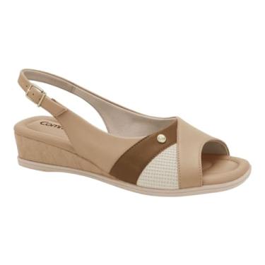 Imagem de Sandália Comfortflex 2370404 Anabela Casual Calcanhar Aberto Feminino